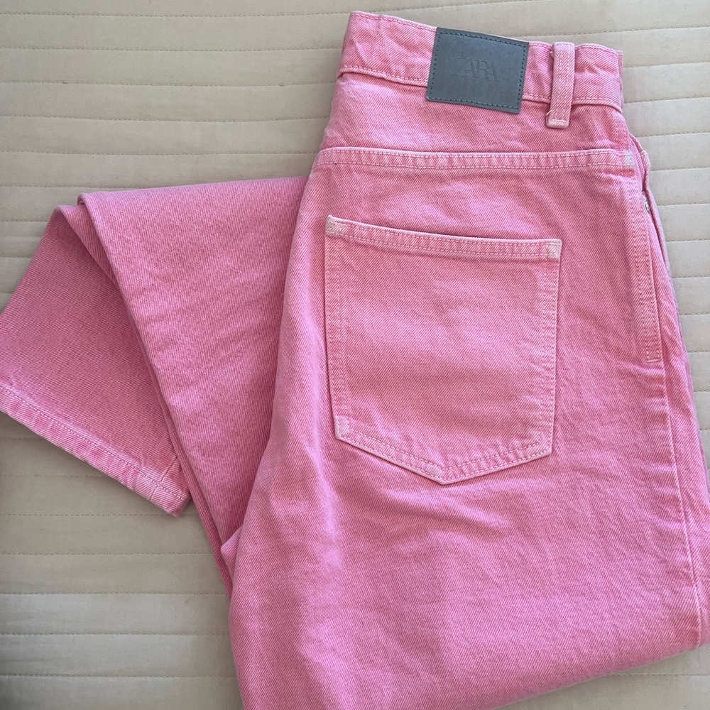 Zara pink straight leg jeans